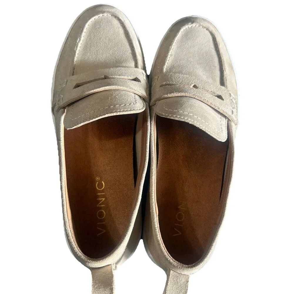 Vionic Uptown Womens Size 6 Leather Penny  Loafers  Slip-Ons Gold Metallic Shoes - Picture 9 of 16
